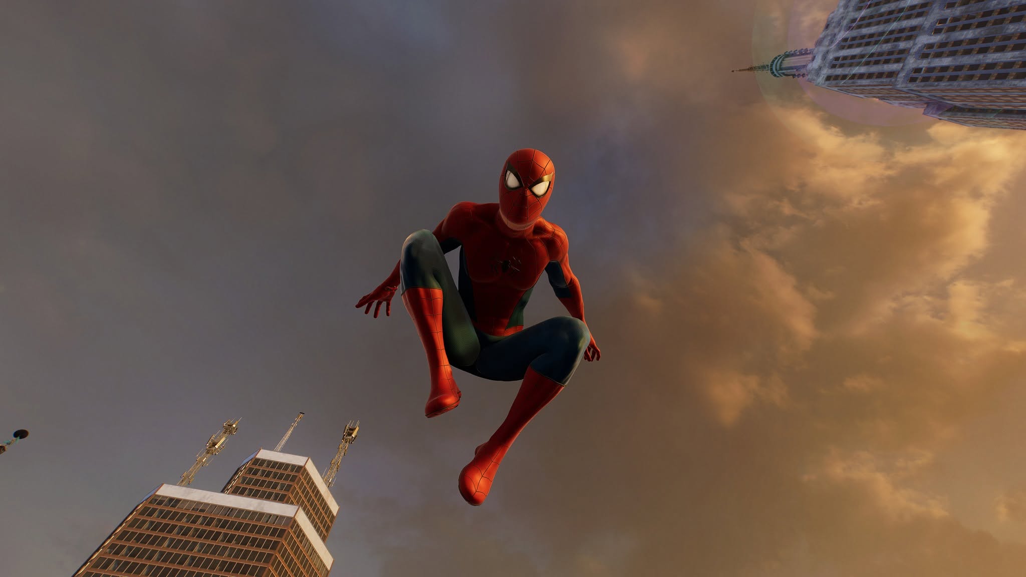 PS5 Spider-Man gameplay capture: midair perspective