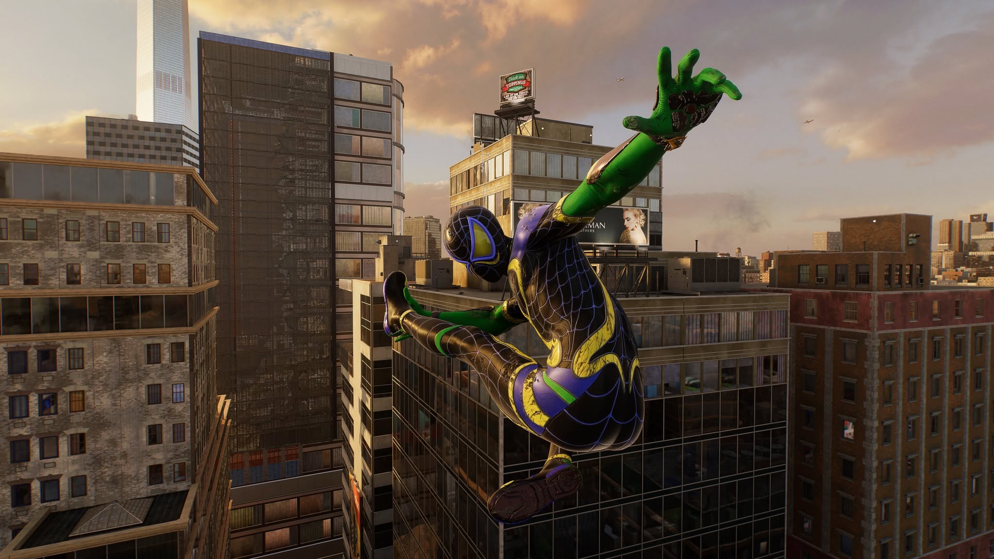 PS5 Spider-Man gameplay capture: descending through the sky