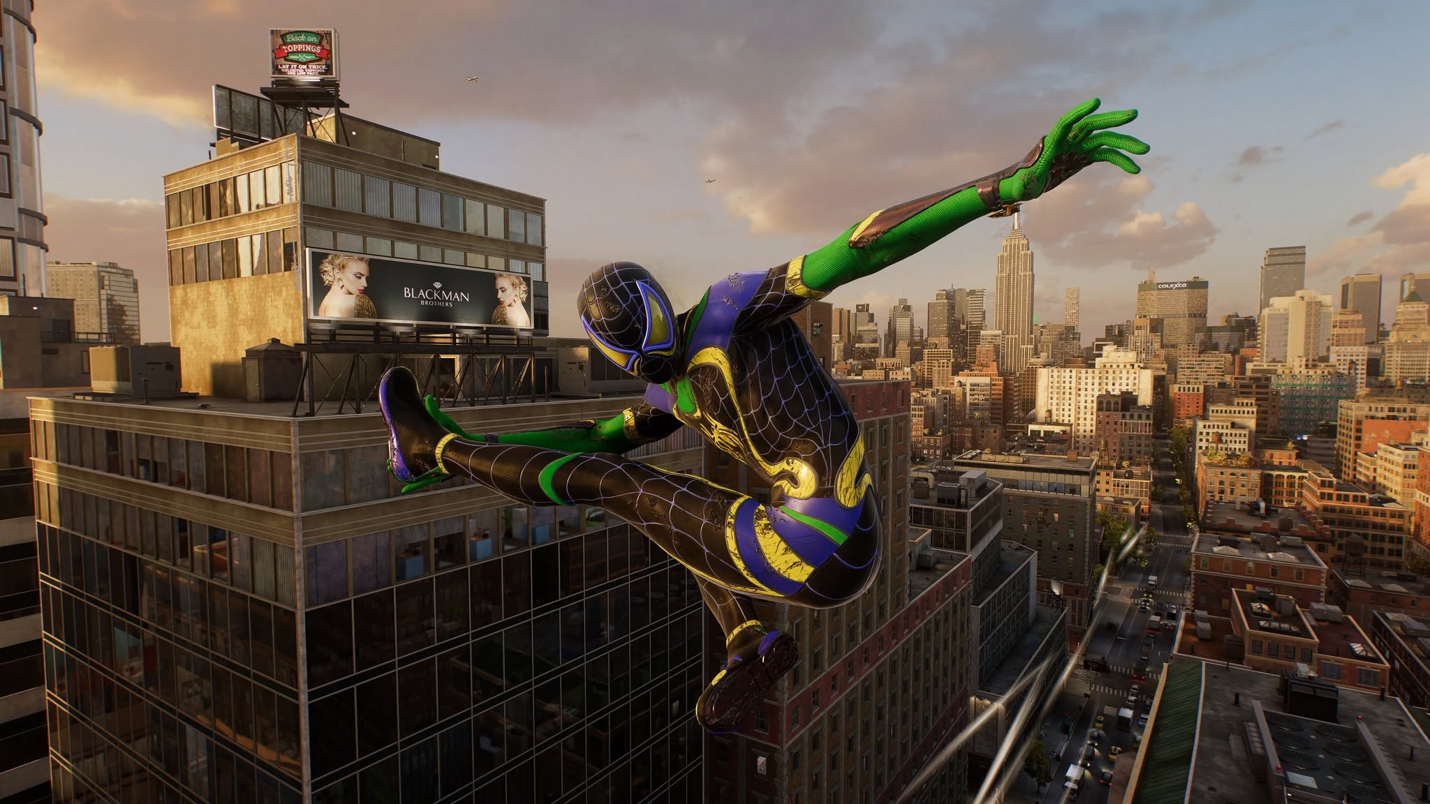 PS5 Spider-Man gameplay capture: stretching across the skyline